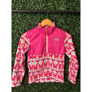 The North Face Patterned Girls Fleece Pullover Jacket Sz Small 7/8